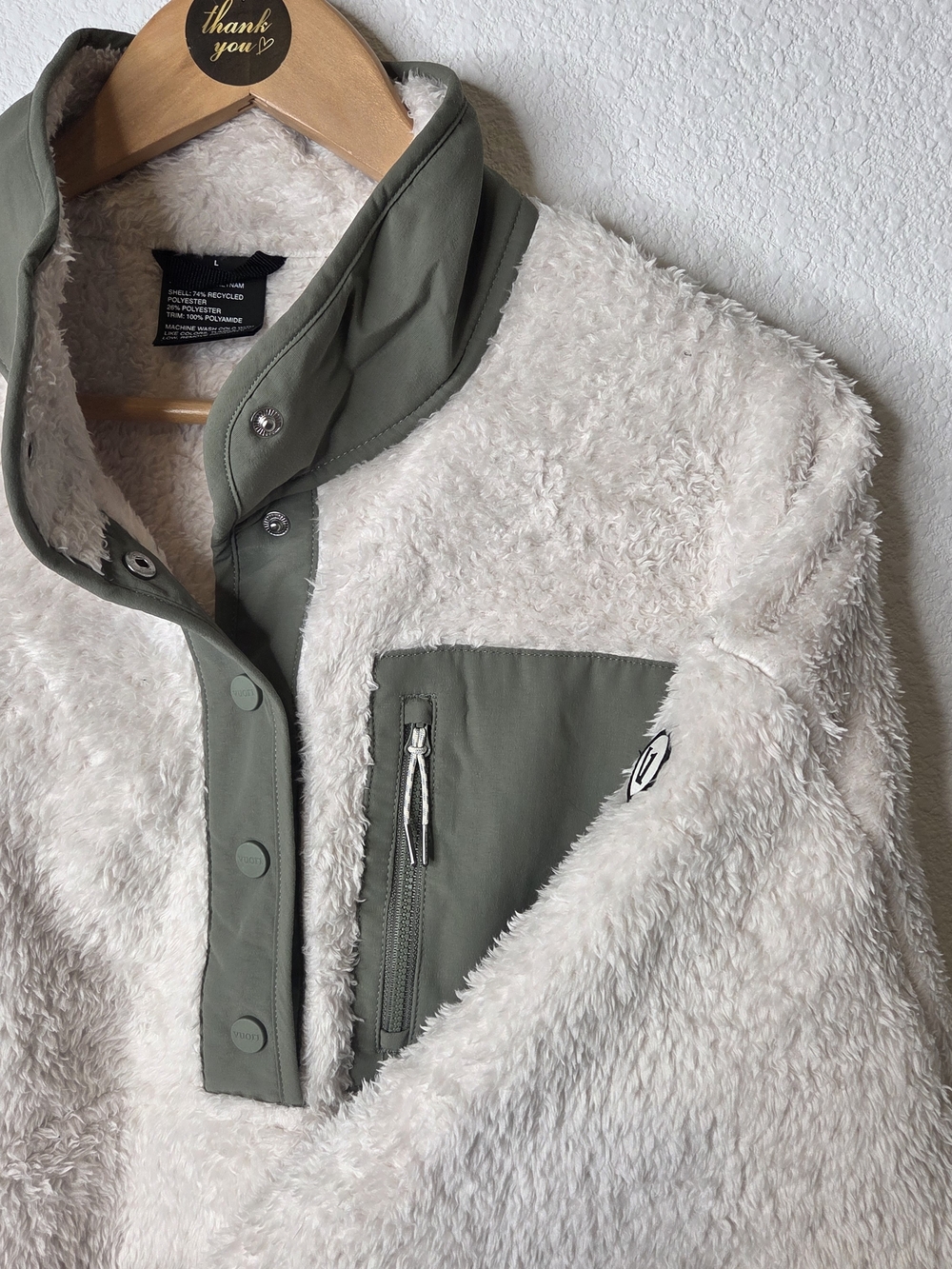 Vuori Women's Cozy Sherpa Popover Dune/olive Womens Size Large